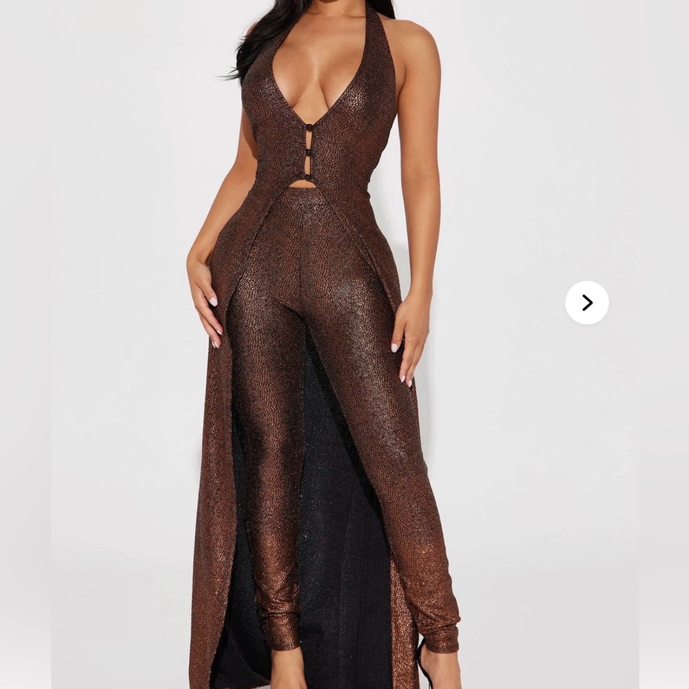 Elegant Brown Halter 2 in 1 Pant set